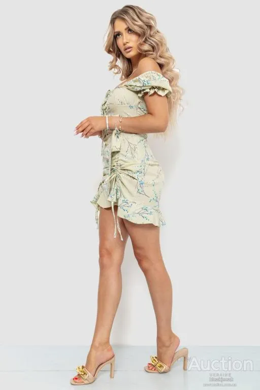 Платье с цветочным принтом, цвет оливковый, 176R1032 З аукціону