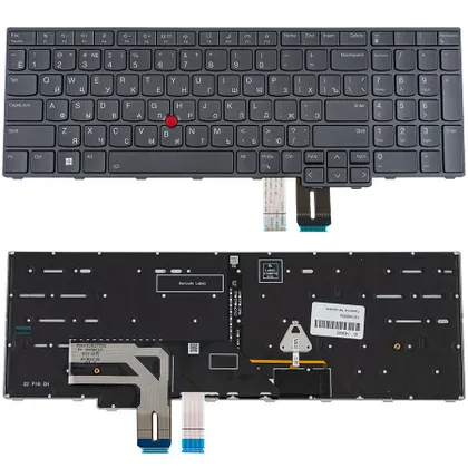 фото, Клавіатура для ноутбука LENOVO (ThinkPad:T16, P16s Gen 1) rus, black, подсветка клавиш
