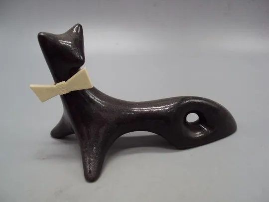 Фигура керамика черный кот статуэтка котик с бантом кошка с бантиком винтаж размер 8,4 х 14,4 см №47 Ціна