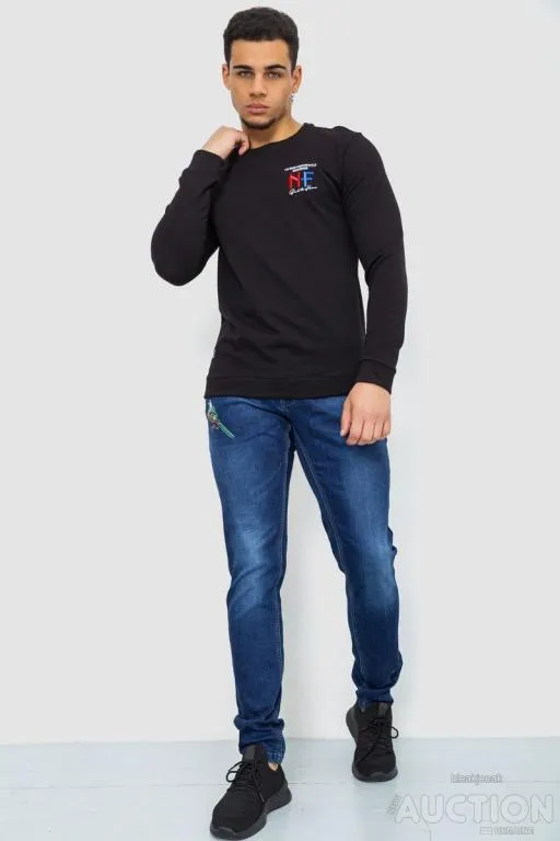 Купити Батник мужской двунитка, цвет черный, 244RW016