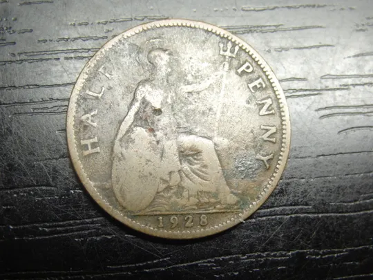1/2 пенні 1928 Британія Ціна