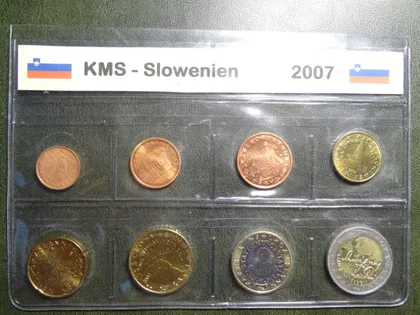 фото, Комплект євромонет Словенії 2007 UNC (повний комплект)