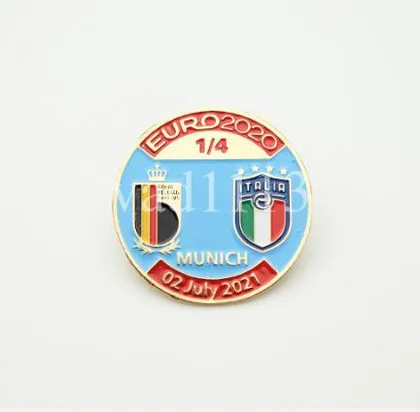 фото, Футбол матчевый значок из серии  "ЕВРО 2020"  БЕЛЬГИЯ - ИТАЛИЯ 1/4 финала