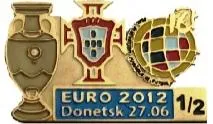 фото, Футбол - матчевый значок из серии  "ЕВРО 2012" ПОРТУГАЛИЯ - ИСПАНИЯ 1/2 финала
