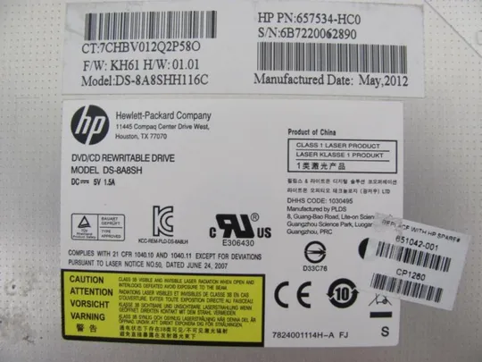 №259-12 DVD-привод 690410-001 651042-001 для HP 8560P 8570P оригінал Продаж