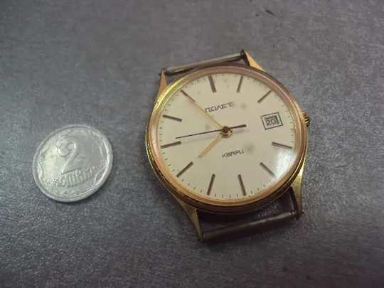 часы наручные полет кварц Х съезд досааф ссср позолота №454 Ціна