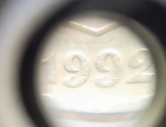 Купити (3576) 25 копійок 1992 2ААм зминання елементів зображення на аверсі - 5 монет одним лотом (25 копеек 1992 2ААм сминание смятие)