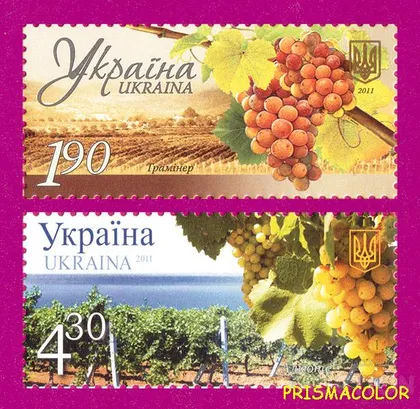 фото, ** УКРАИНА 2011 N1151-1152 марки Виноград Виноделие Флора СЕРИЯ