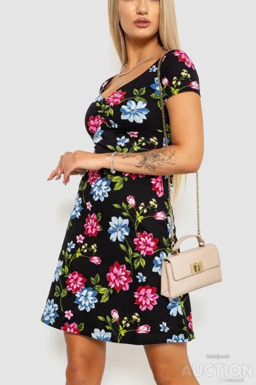 Платье повседневное с принтом, цвет черно-красный, 244R284 З аукціону