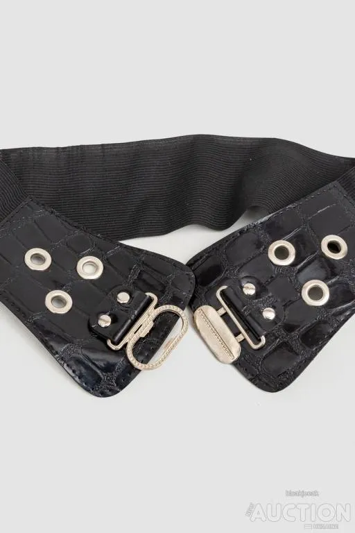 Ремень-пояс женский широкий резинка, цвет черный, 196R55TOW1 З аукціону