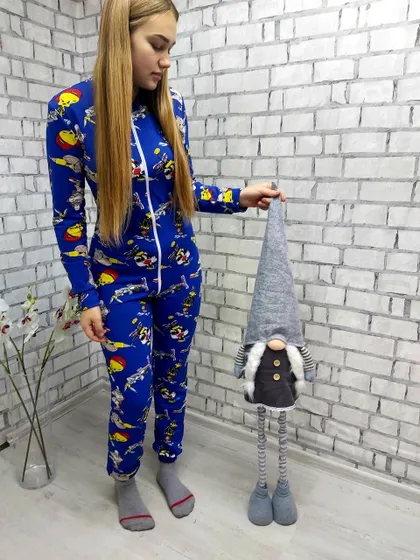 фото, Піжама жіноча комбінезон попожама з бавовни Дісней Disney синя (розміри 42-56) 44
