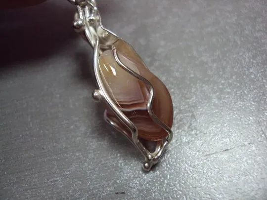 Купити Подвеска кулон агат с листочком авторская работа серебро 925 проба Украина вес 6,66 г 5 см №11909