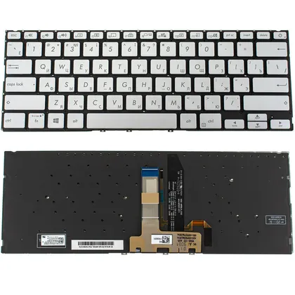 фото, Клавіатура для ноутбука ASUS (X432 series) rus, sivler, без фрейму, підсвічування клавіш (оригінал)