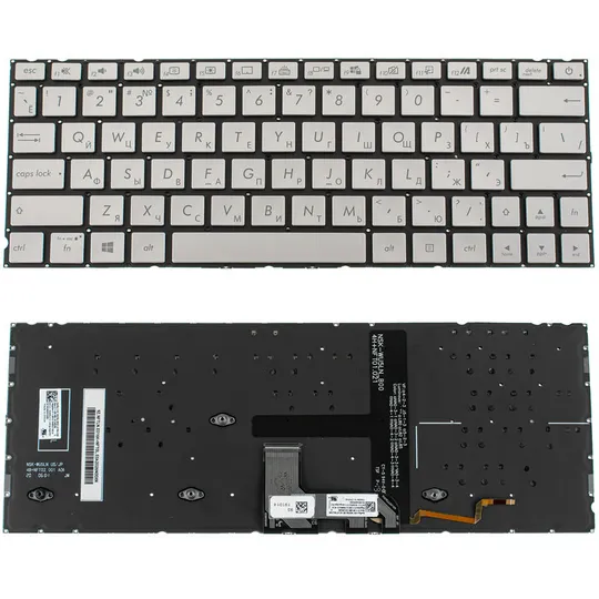 Клавіатура для ноутбука ASUS (UX334 series) rus, silver, без кадру, підсвічування клавіш (оригінал) Ціна