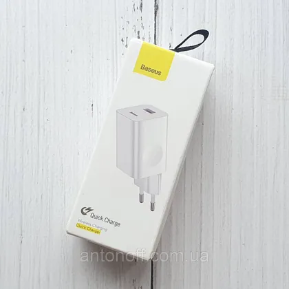 фото, Зарядний пристрій (блочок) Baseus Quick Charger / FC67E CCALL-BX02 швидка зарядка 1USB 24W Білий