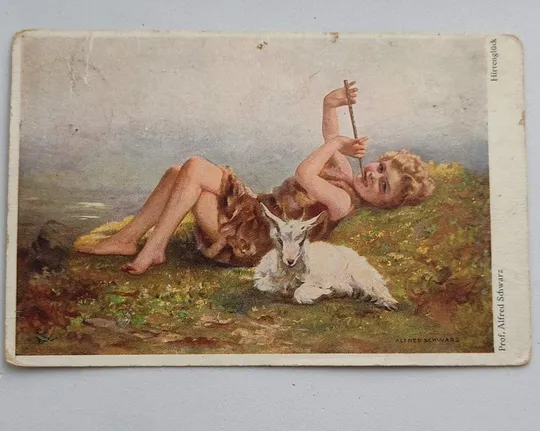 1928 год открытка девочка и козлик bn558 Ціна