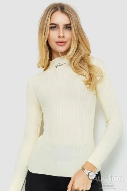 Водолазка женская трикотажная, цвет кремовый, 204R035-1 Ціна
