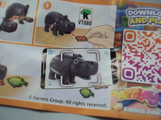 Фигурка киндер сюрприз VT080 Ferrero бегемот и еда бегемотик животные №18610л Продаж