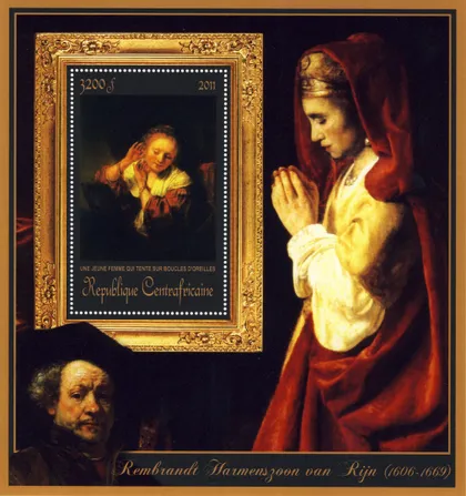 фото, ЦАР-Живопись- Рембранд -2011.Чистый  красивый Блок.MNH.
