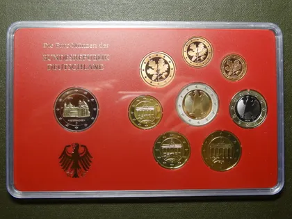 фото, Комплект євромонет Німеччини 2014 G (повний комплект+ювілейна) UNC