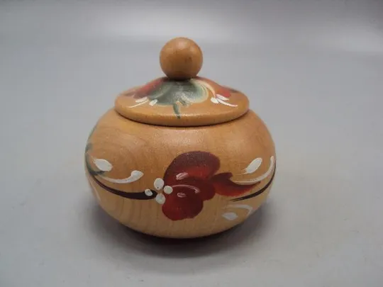 Шкатулка дерево роспись узор растения цветы высота с крышкой 6 см №57 Ціна