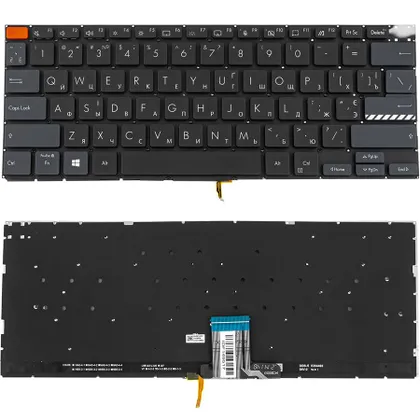 фото, Клавіатура для ноутбука ASUS (X3400, X7400 series), ukr, black, без кадру, підсвічування клавіш (Red Esc) (ОРИГИНАЛ)