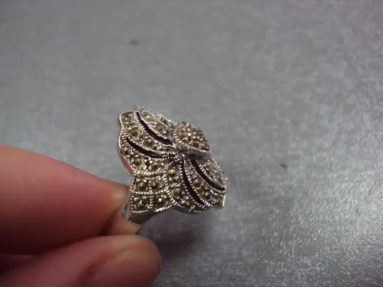 Кольцо женское ажурное сердечко серебро 925 проба ссср вес 6,55 г размер 17,5 (нет 3 камушка) №15004 Продаж