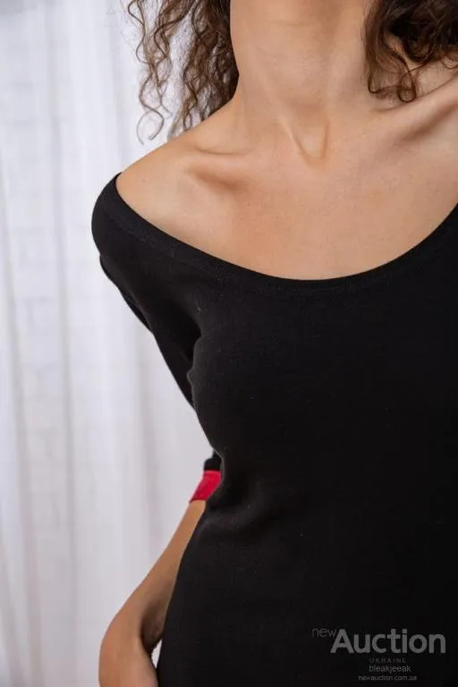 Мини-платье с рукавом 3/4, черно-красного цвета, 167R154 Інтернет-аукціон