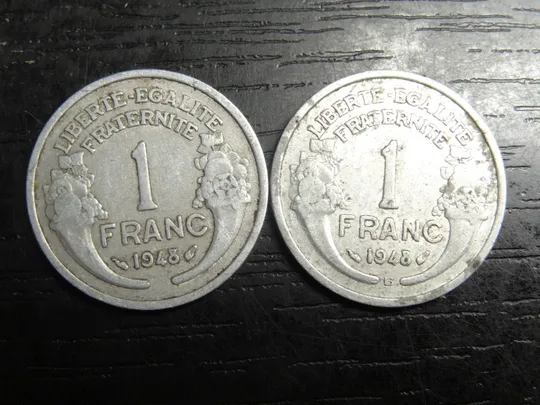 1 франк Франція 1948 (два різновиди) Ціна