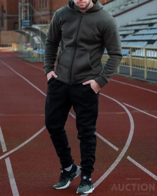 Чоловічий утеплений зіпер - Europe колір хакі З аукціону