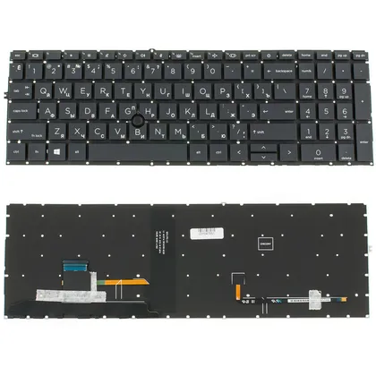 фото, Клавіатура для ноутбука HP (EliteBook: 850 G7, 855 G7) rus, black, без фрейма, підсвічування клавіш, з джойстиком