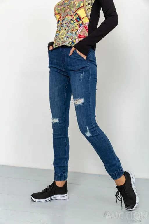 Женские джинсы с манжетами, синего цвета, 164R139 З аукціону