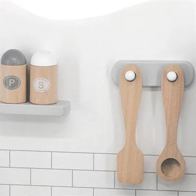 Игровой набор Viga Toys кухня из дерева с аксессуарами PolarB серая (44049) Де купити