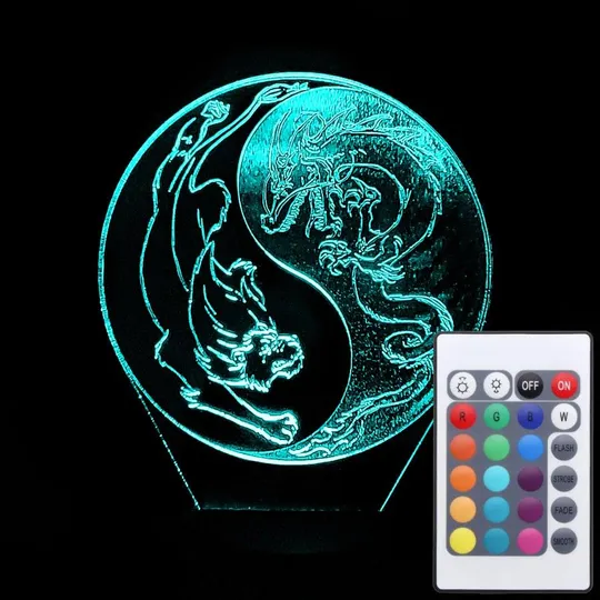 Акриловий світильник-нічник з пультом 16 кольорів Інь та Ян tty-n002086 Ціна