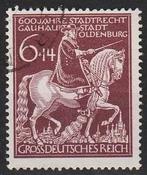 фото, 1945 - Рейх - 600 років Ольденбургу Mi.907 _1.60 Євро _гаш