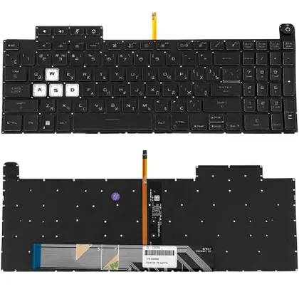 фото, Клавіатура для ноутбука ASUS (FX507, FX707 series) rus, black, без фрейму, підсвічування клавіш (RGB)
