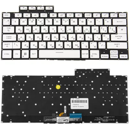 фото, Клавіатура для ноутбука ASUS (GA402 series) rus, white, без фрейму, підсвічування клавіш (RGB)