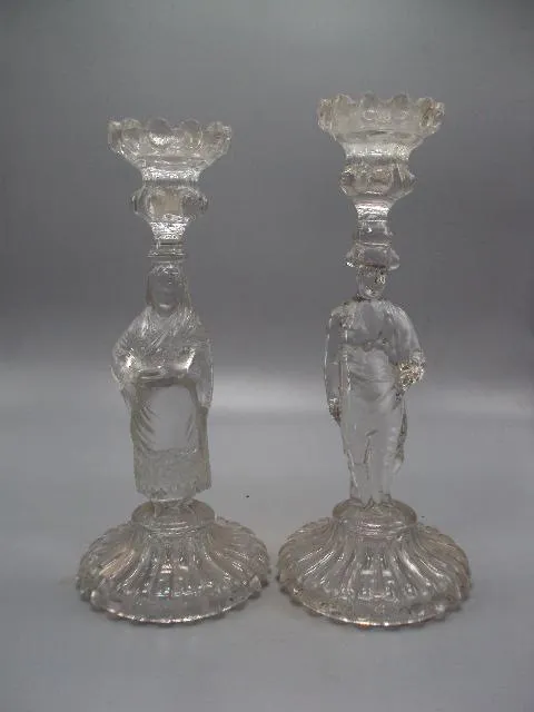 Подсвечники стекло пара Испания женщина и мужчина подсвечник девушка и кавалер лот 2 шт №14012 Ціна