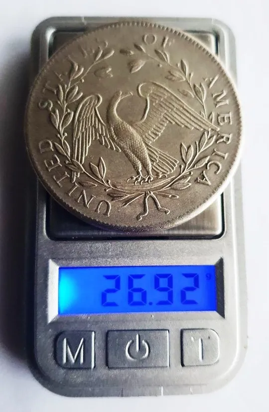 1 долар 1794 США, Розпущене волосся (можливо репліка обігового часу) Характеристики