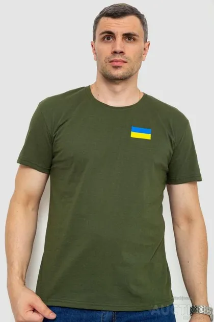 фото, Футболка мужская патриотическая, цвет хаки, 226R040