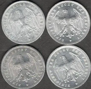 Купити ХАЛЯВА !!! Третий рейх 200 марок "A,D,E,G" 1923 г. 1922 г. приход к власти Гитлера. Первая монета.