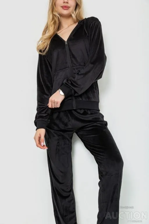 Купити Спорт костюм женский велюровый, цвет черный, 244R9110