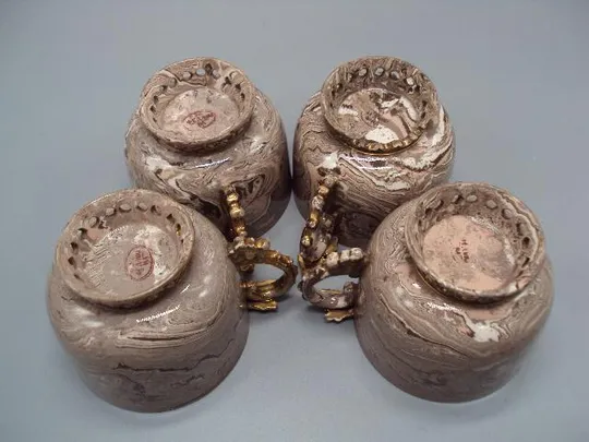 Чашки и блюдца тарелки мраморный фарфор колерон Федяшин лот 4 чашки и 2 блюда №13404 Характеристики