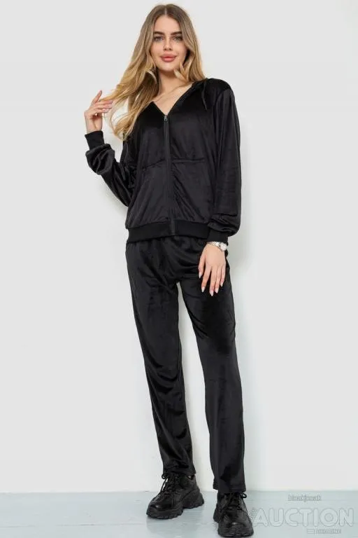 Спорт костюм женский велюровый, цвет черный, 244R9110 Ціна