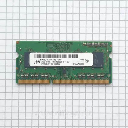 фото, Модуль пам'яті Micron 2GB 1RX8 PC3-10600S (DDR3) MT8JTF25664HZ-1G4M1 оригінал для ноутбука