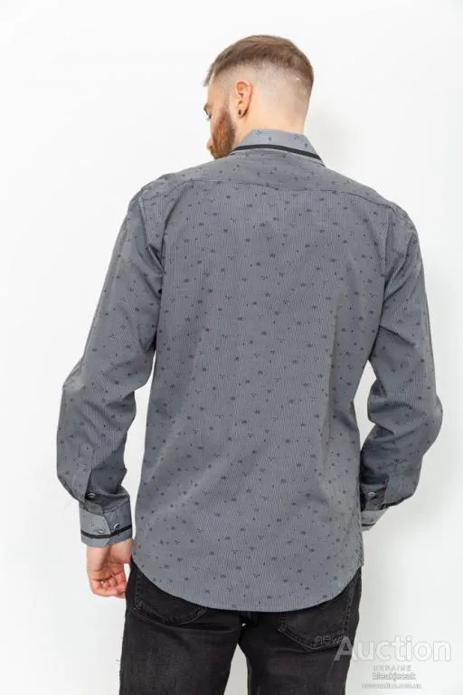 Рубашка мужская в полоску, цвет темно-серый, 131R140096 Продаж