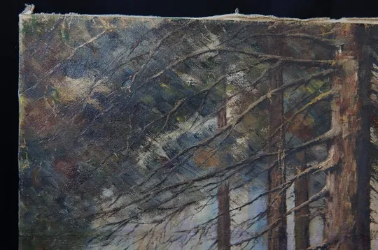 Картина Пейзаж лес, деревья, подписная F.S. Холст масло 65,5 х 50 см №220 Недорого