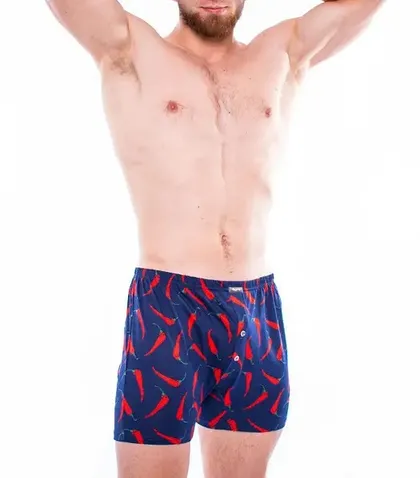 фото, Чоловічі боксери облягаючі сімейні класика Bono облягаючі МО 000007 з перцями сині, розмір 50 L 50