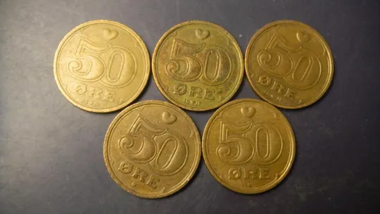 Купити 50 оре Данія (порічниця) 5шт, всі різні
