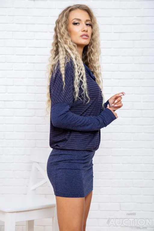 Короткое платье, синего цвета в полоску, 167R200-2 З аукціону